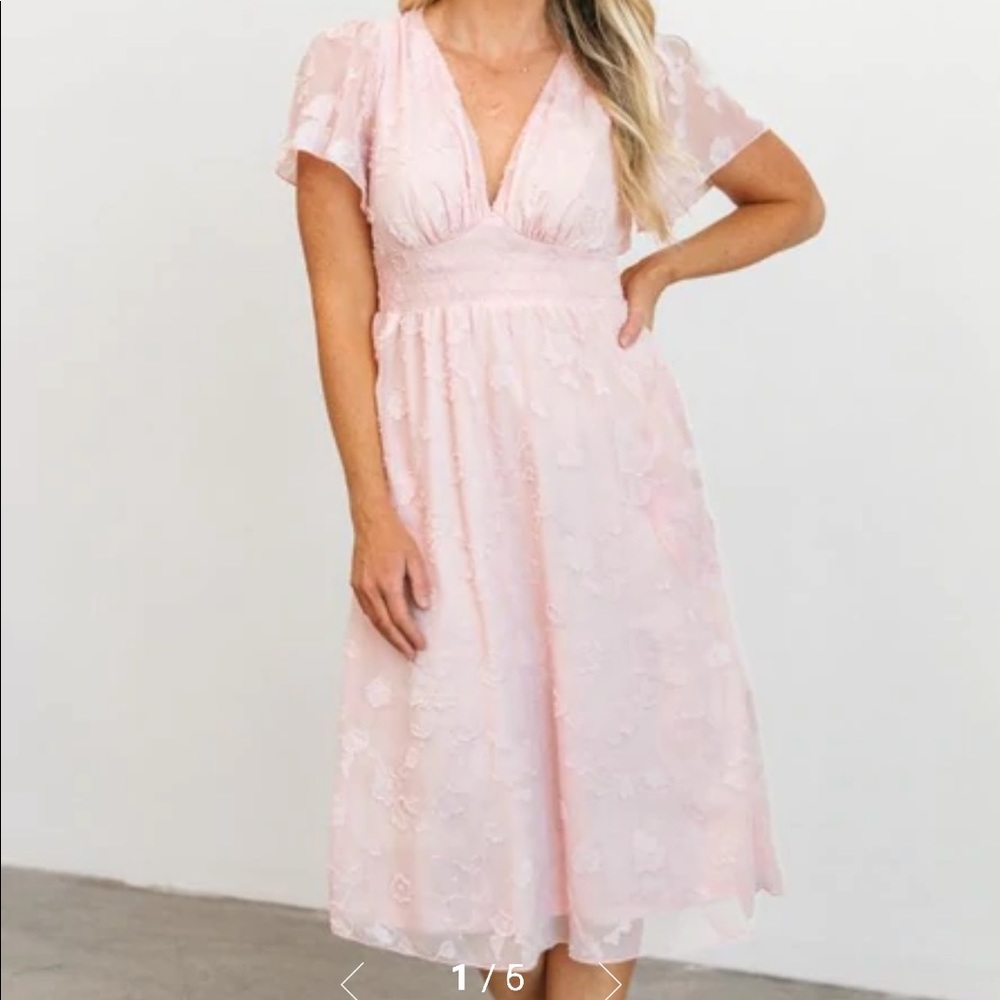 Baltic Born June Smocked Midi Dress, Blush, L